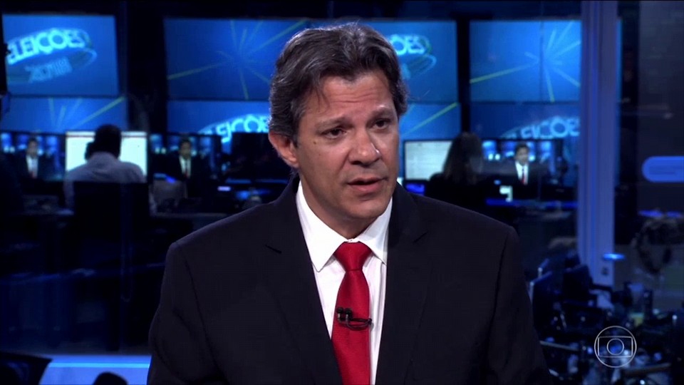 Haddad no 'JN': boa-noite ao presidiário Lula e nenhum arrependimento. Foto: Reprodução/TV Globo