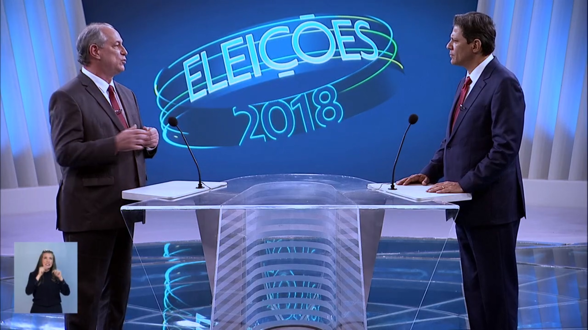 Ciro e Haddad no debate da Globo: acomodação. Foto: Reprodução/TV Globo