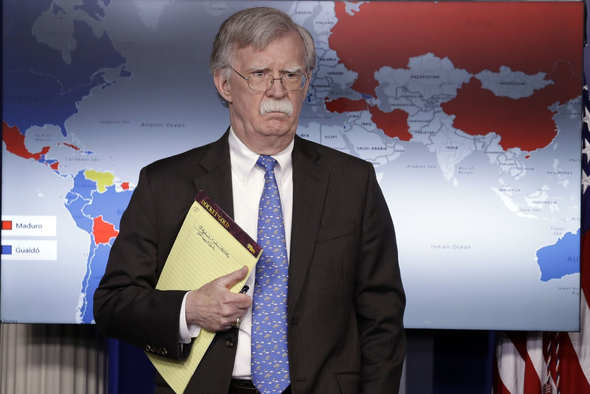 John Bolton na Casa Branca: Venezuela será teste derradeiro. do Foro. Foto: Evan Vucci/AP