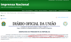 O despacho: publique-se, registre-se e cumpra-se. Imagem: Reprodução/Imprensa Nacional