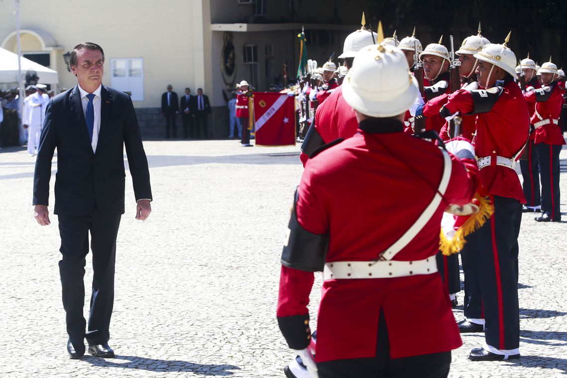 O Presidente no aniversário do Corpo de Fuzileiros Navais: discurso desautoriza a própria eleição. Foto: Tomaz Silva/Agência Brasil