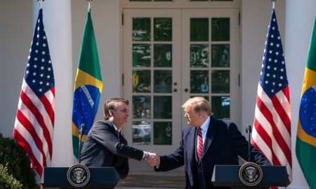 Trump e Bolsonaro no Rose Garden: Brasil globalista na OCDE e na Otan. Foto: Donald Trump/Instagram