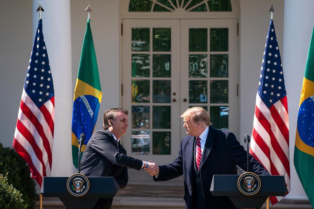 Trump e Bolsonaro no Rose Garden: Brasil globalista na OCDE e na Otan. Foto: Donald Trump/Instagram