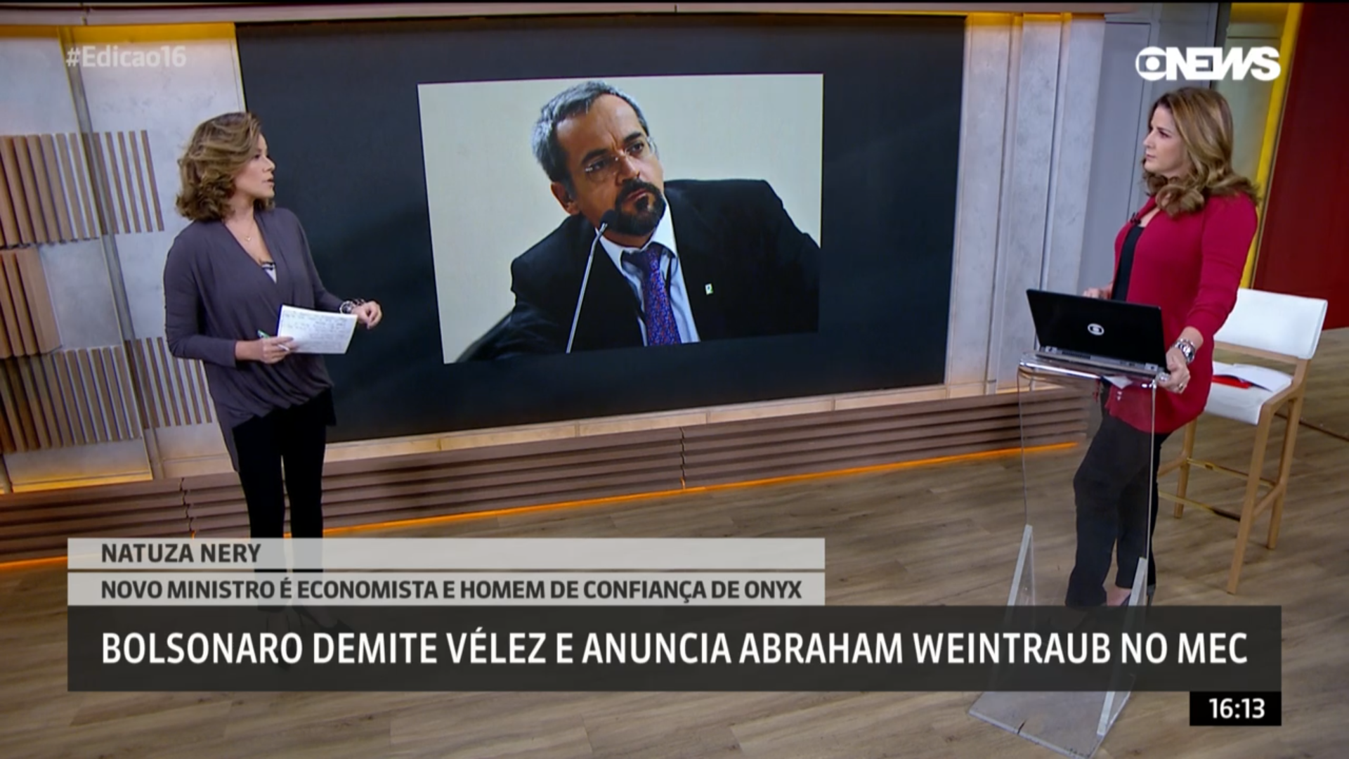 Natuza Nery, da GloboNews: entrevista de Weintraub para 'A Agência' era a única dele sobre educação. Foto: Reprodução/GloboNews