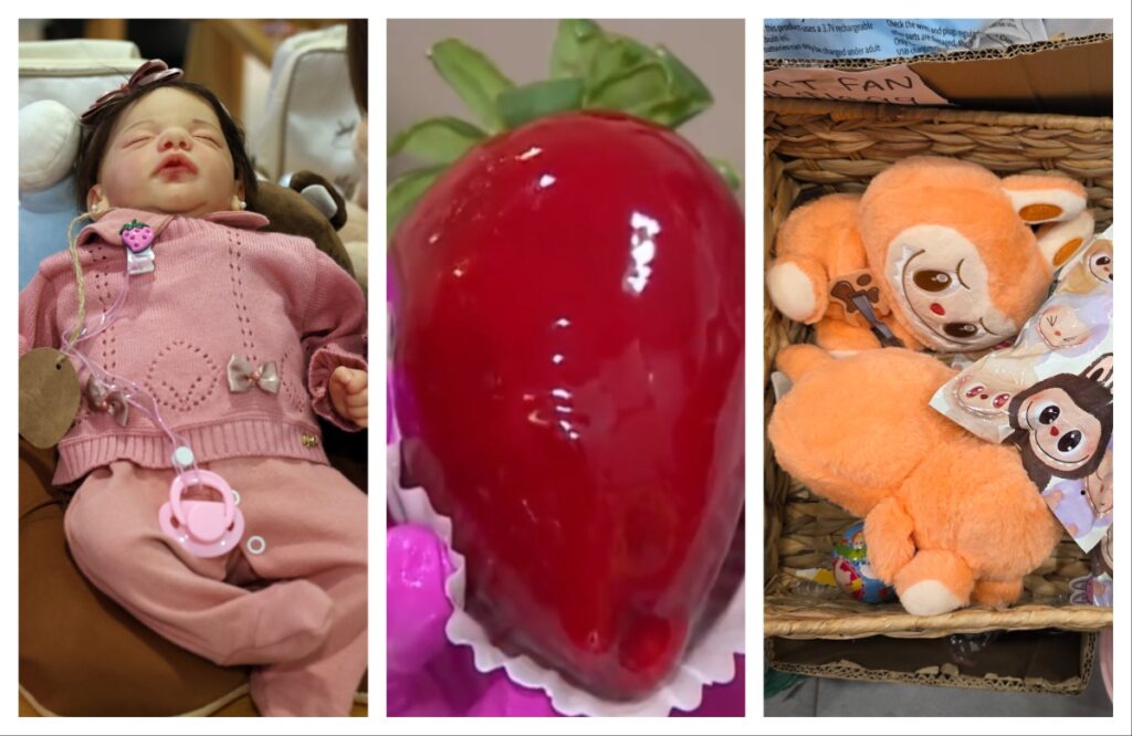 Bebê reborn, morango do amor, Labubu